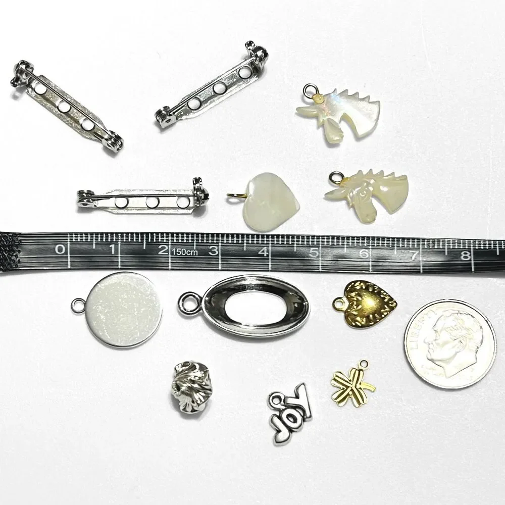 Lot Beads Jewelry Supplies Variety Glass Stone Shell MOP Metal Findings Charms
